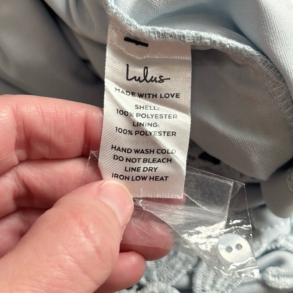 Lulu’s Romance Language Light Blue Backless Lace Mini Dress - Picture 4 of 5